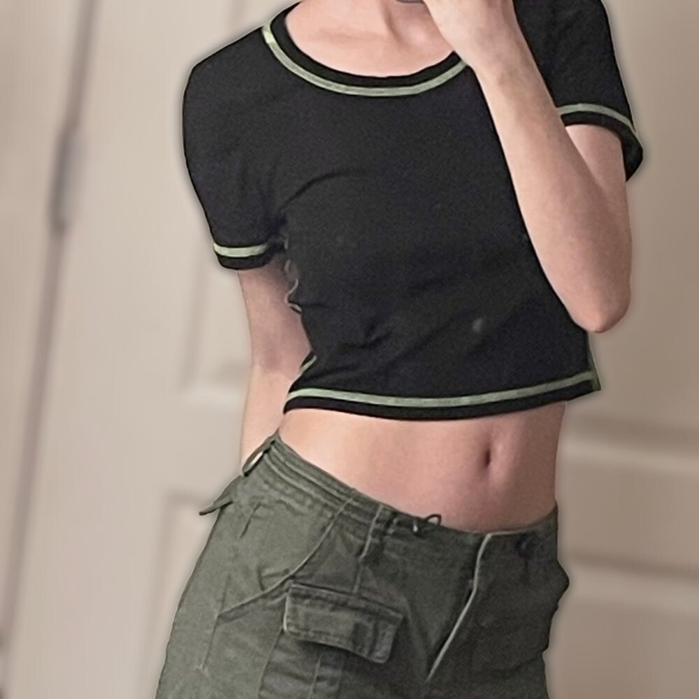 black and green cropped top